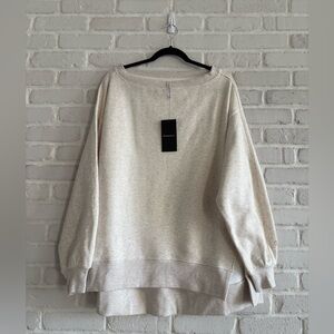 Fabletics Cozy Fleece Cream Crew Neck Sweater, Size Medium.